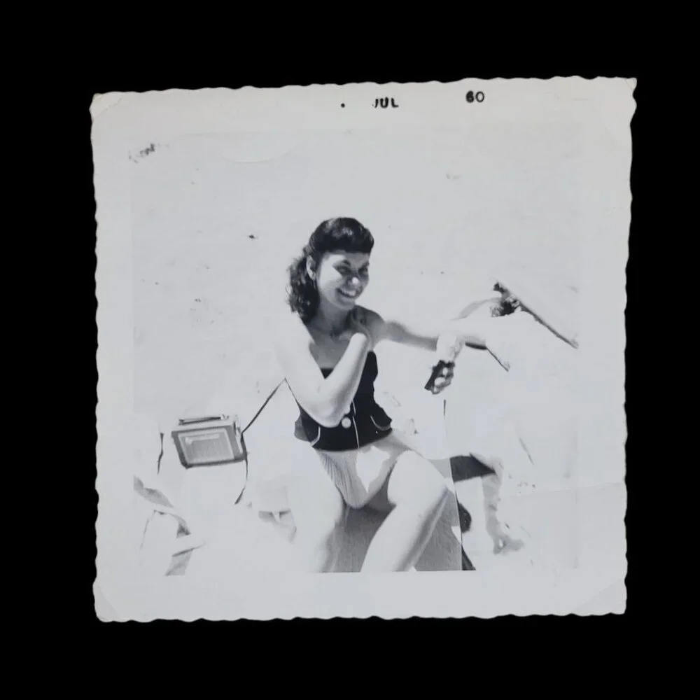 Vintage Photograph Lot 12 Black and White 1959 1960 Beach Joyride Cars Scalloped